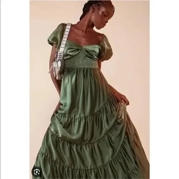 Free People | Dresses | Free People Sundrenched Silky Satin Tiered Maxi Dress Green 30 Xl | Poshmark Free People | Dresses | Free People Sundrenched Silky Satin Tiered Maxi Dress Green 30 Xl | Poshmark